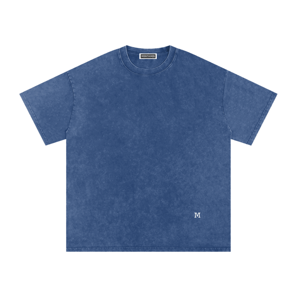 Vintage Washed Tee - Plain Blue