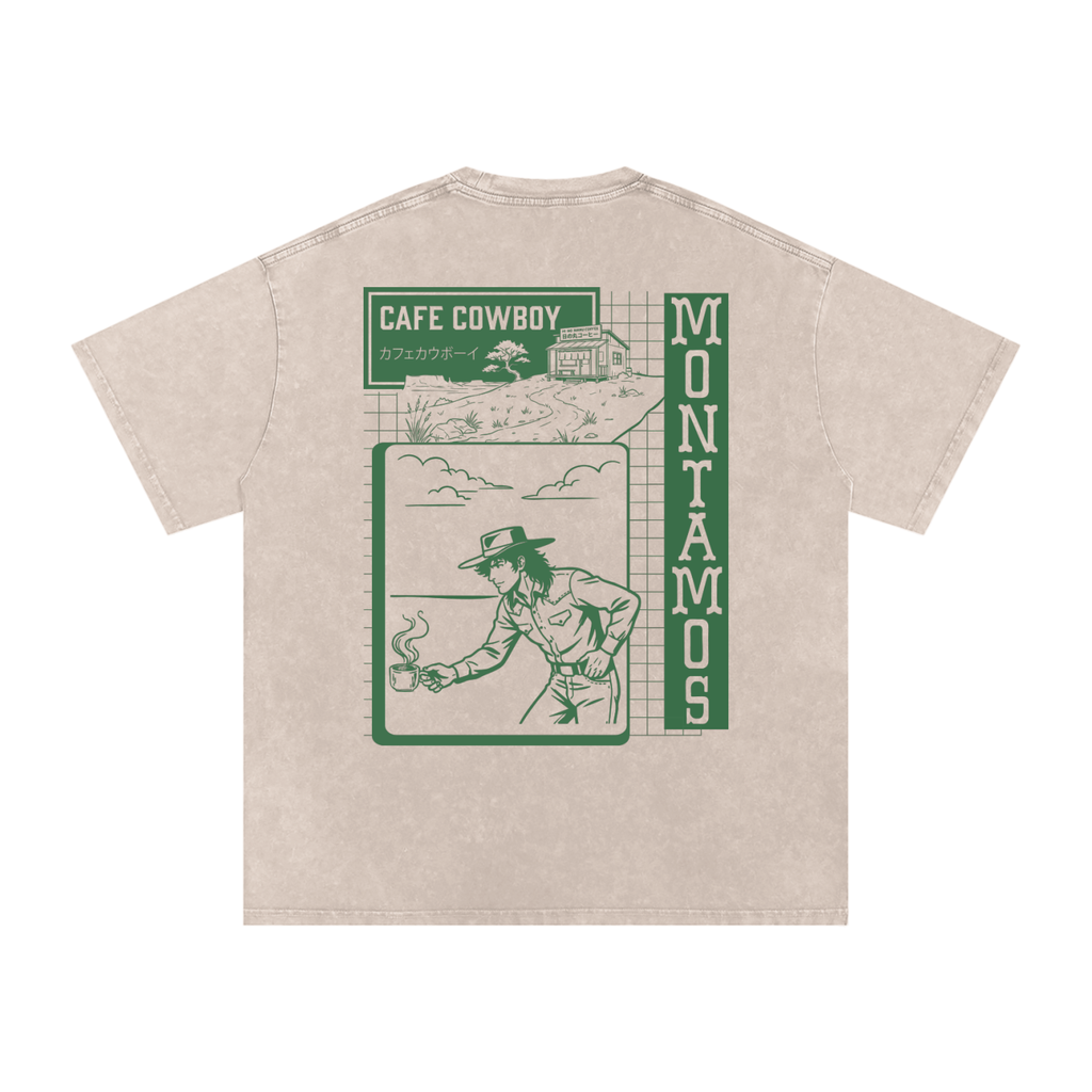 Cafe Cowboy (Green) Vintage Washed Tee