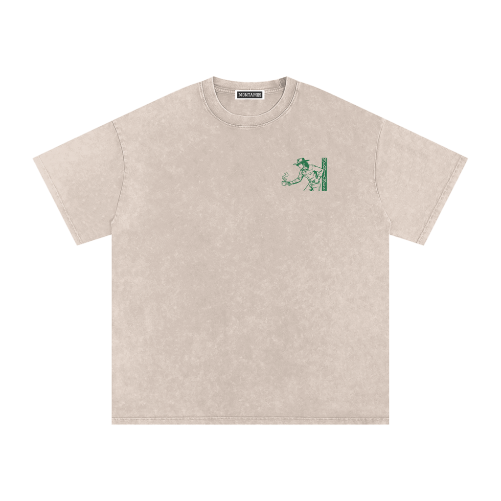 Cafe Cowboy (Green) Vintage Washed Tee