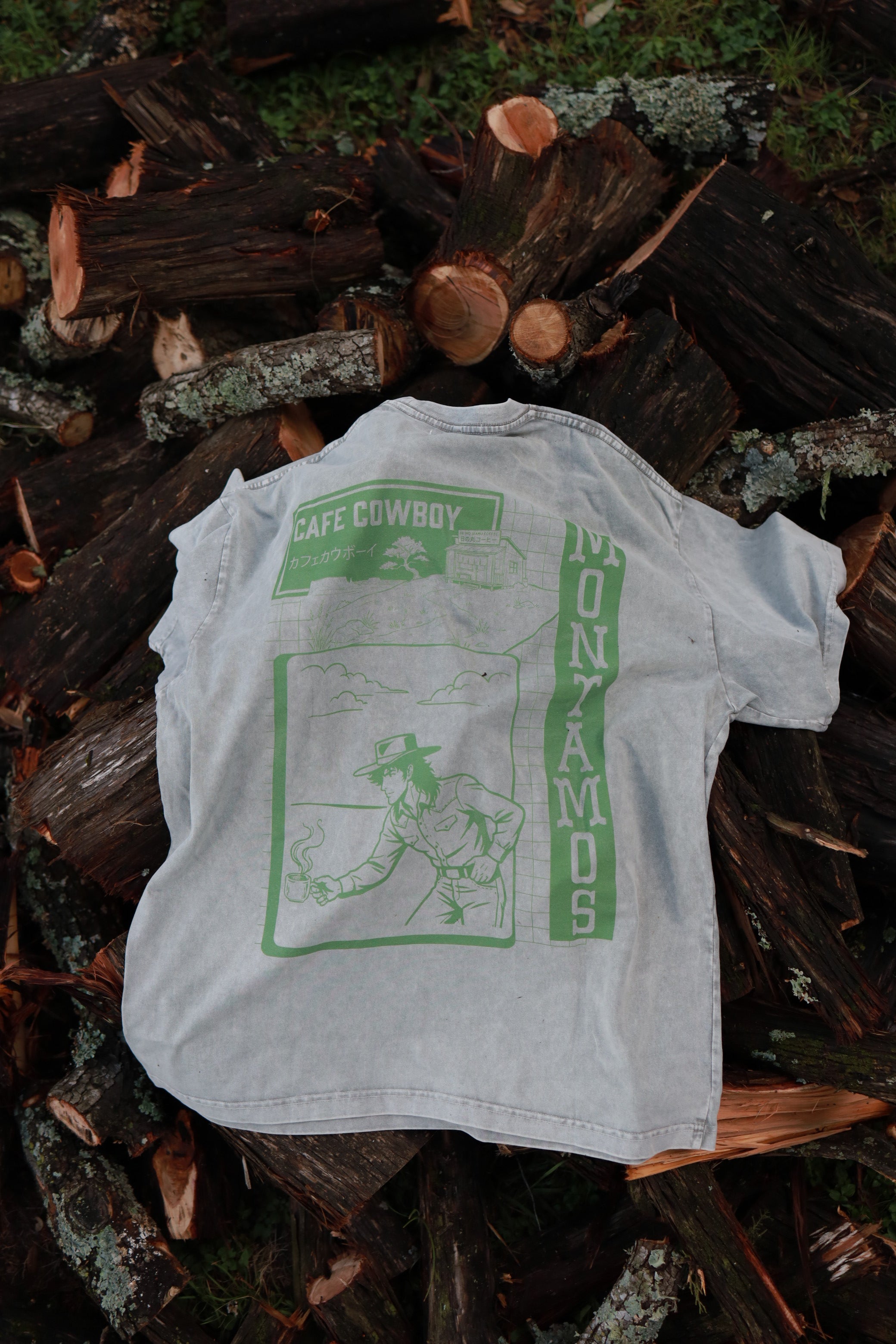 Cafe Cowboy (Green) Vintage Washed Tee