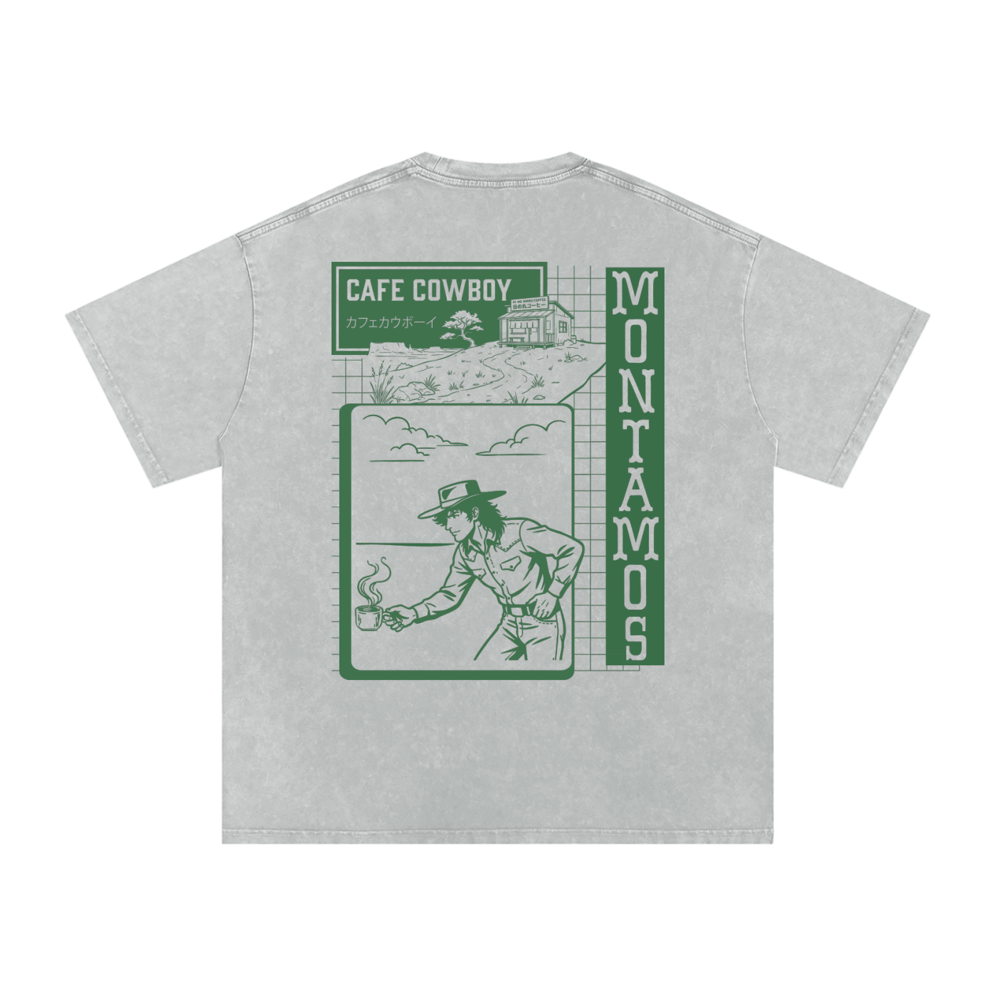 Cafe Cowboy (Green) Vintage Washed Tee