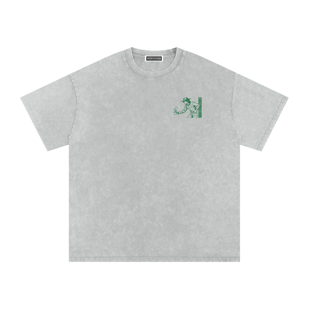 Cafe Cowboy (Green) Vintage Washed Tee