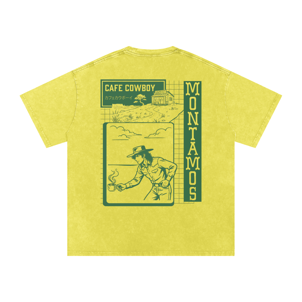 Cafe Cowboy (Green) Vintage Washed Tee