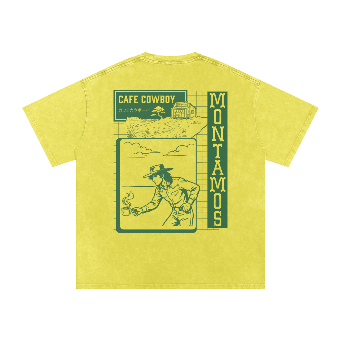 Cafe Cowboy (Green) Vintage Washed Tee